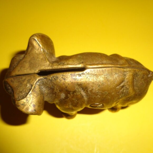 Antique Brass Elephant Coin Bank By Valleau - Picture 3 of 4